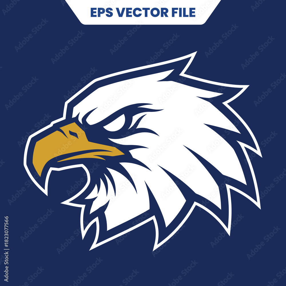Fototapeta premium Powerful Bald Eagle Head Mascot Logo Design Illustration. Suitable for E-sport/Gaming Logo.