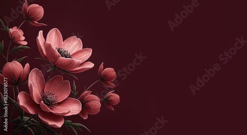 Elegant floral background with traditional artistic influence, featuring detailed botanicals and a harmonious aesthetic style ,traditional ,decoration ,decorative