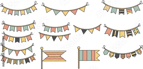 Festive Celebration Colorful Bunting Banner Clipart Set for Celebrations & Decorations