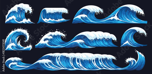 Set of cartoon waves