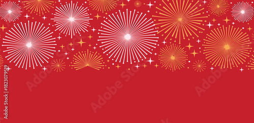 Dynamic abstract firework pattern creating a vibrant celebratory border, ideal for festive greetings, banners, and joyful occasion designs with sparkling light effects