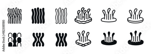 Black and white linear tree icons set