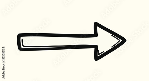 A hand-drawn style black arrow pointing to the right on a white background. Simple, graphic, and directional.