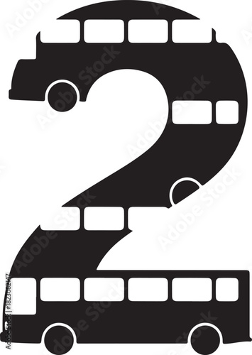 Number Two Bus Vector Illustration