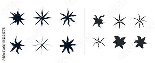 Collection of abstract star shapes in various geometric designs