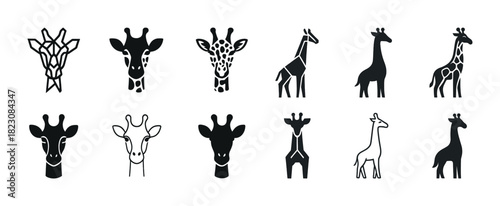Abstract giraffe icons collection: geometric and silhouette styles
