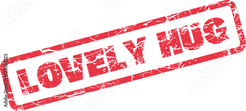 Vibrant red stamp conveying a lovely hug message for expressions of comfort