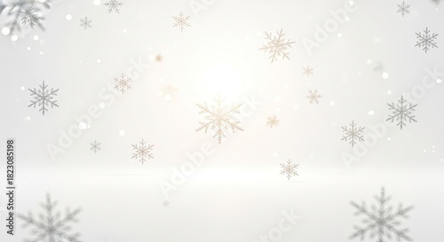 Snowflakes falling against a white background.