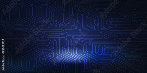 Digital technology futuristic internet network connection dark black background, blue abstract cyber information communication, Ai big data science, innovation future tech, line illustration vector 3d