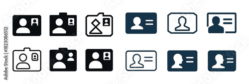 Set of icons representing identification and profile pictures
