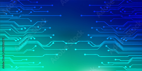 Digital technology speed connect blue green background, cyber nano information, abstract communication, innovation future tech data, internet network connection, Ai big data, line dot illustration
