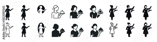 Diverse female avatars in business attire and hospitality roles