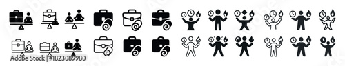 Business and environment icons: briefcase, businessperson, nature, growth