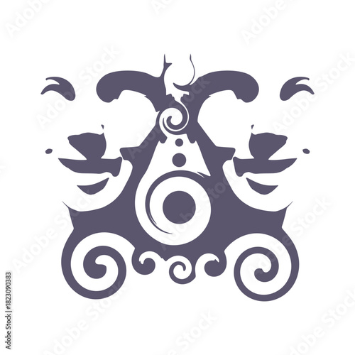 Two young women face front view. Melted with spiral and decorated by curls. Elegant silhouette of a female heads. Split personality disorder.