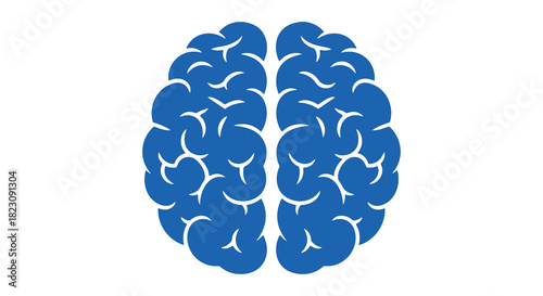 Simple blue brain icon for intelligence, creative thinking, and psychology