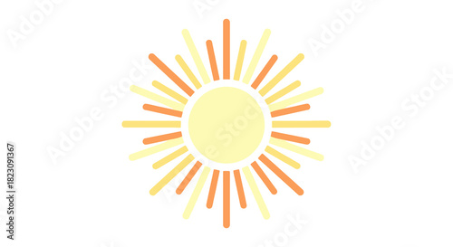 Stylized sun icon with radiating yellow and orange light beams