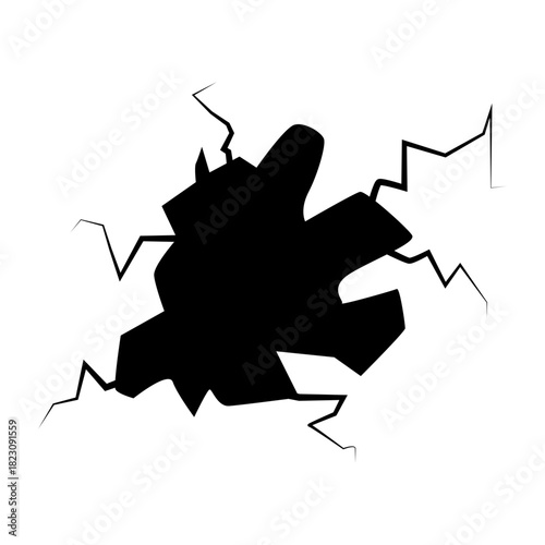 Crack concrete wall texture, Set of vector illustrations of cracks.