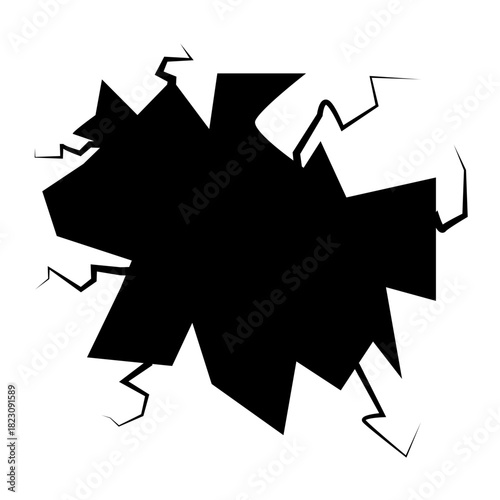 Crack concrete wall texture, Set of vector illustrations of cracks.