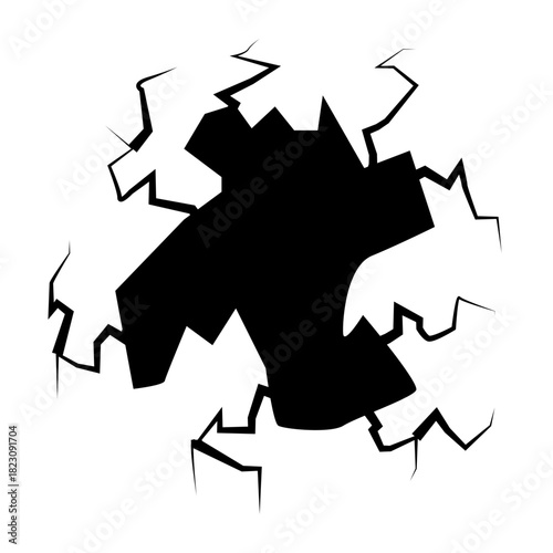 Crack concrete wall texture, Set of vector illustrations of cracks.