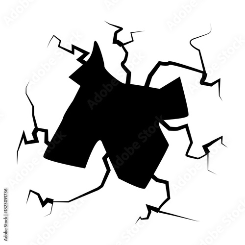 Crack concrete wall texture, Set of vector illustrations of cracks.