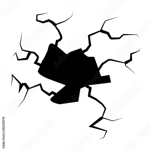 Crack concrete wall texture, Set of vector illustrations of cracks.