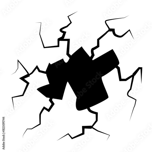 Crack concrete wall texture, Set of vector illustrations of cracks.