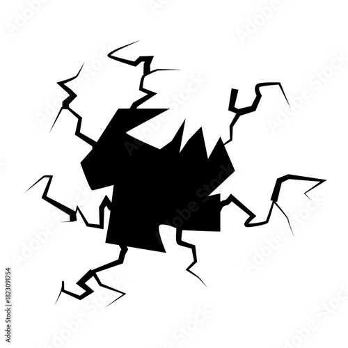 Crack concrete wall texture, Set of vector illustrations of cracks.