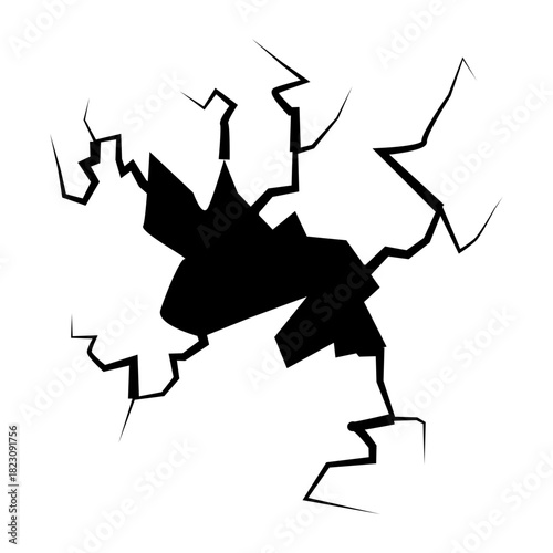 Crack concrete wall texture, Set of vector illustrations of cracks.