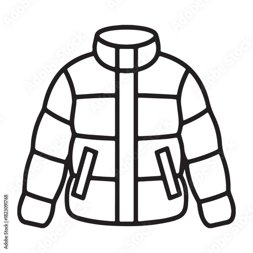 Simple outline drawing of a puffy winter jacket