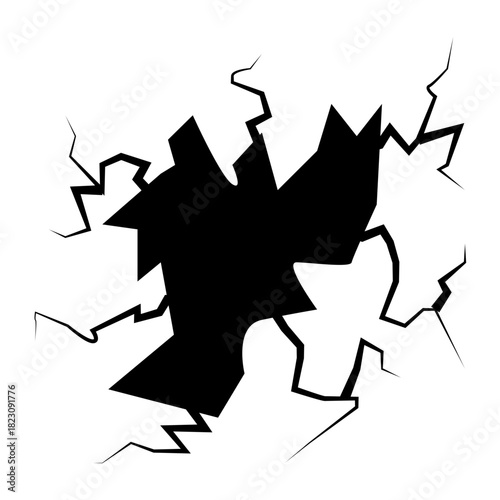 Crack concrete wall texture, Set of vector illustrations of cracks.