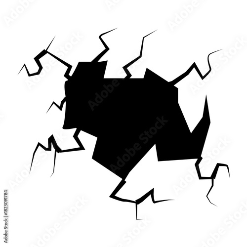 Crack concrete wall texture, Set of vector illustrations of cracks.