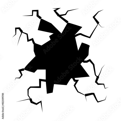 Crack concrete wall texture, Set of vector illustrations of cracks.