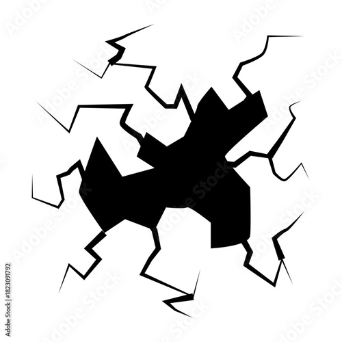 Crack concrete wall texture, Set of vector illustrations of cracks.