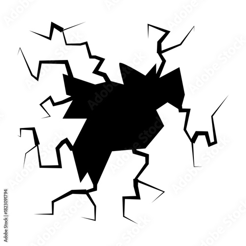 Crack concrete wall texture, Set of vector illustrations of cracks.