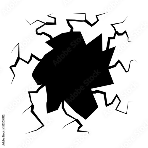 Crack concrete wall texture, Set of vector illustrations of cracks.