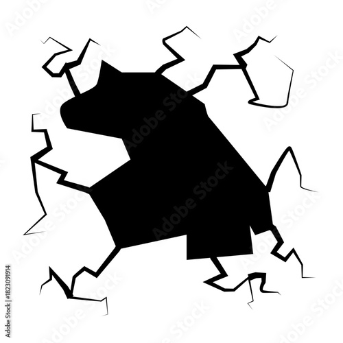 Crack concrete wall texture, Set of vector illustrations of cracks.