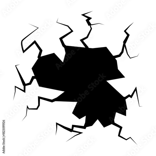 Crack concrete wall texture, Set of vector illustrations of cracks.