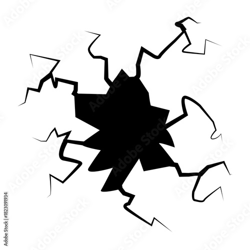 Crack concrete wall texture, Set of vector illustrations of cracks.