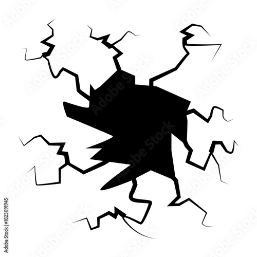 Crack concrete wall texture, Set of vector illustrations of cracks.