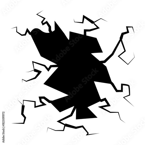 Crack concrete wall texture, Set of vector illustrations of cracks.