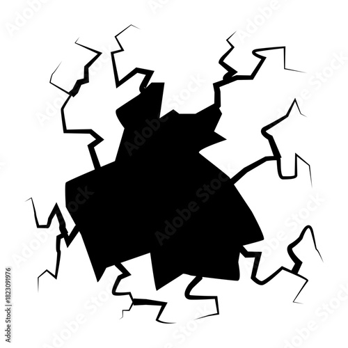 Crack concrete wall texture, Set of vector illustrations of cracks.