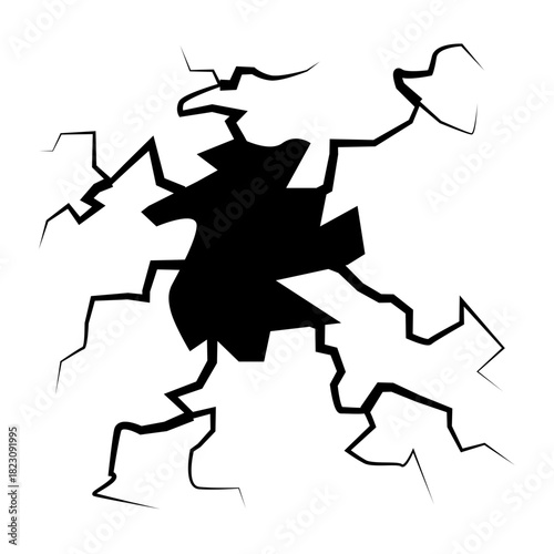 Crack concrete wall texture, Set of vector illustrations of cracks.