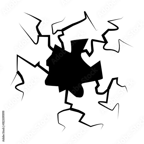 Crack concrete wall texture, Set of vector illustrations of cracks.