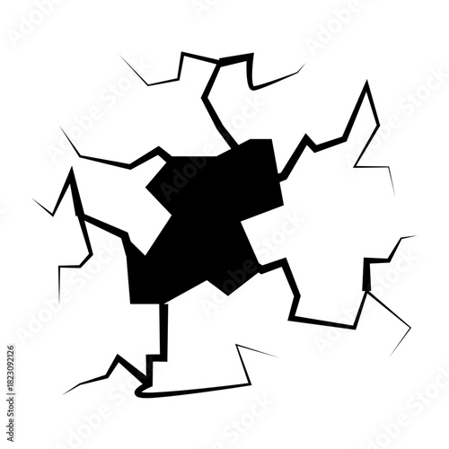 Crack concrete wall texture, Set of vector illustrations of cracks.