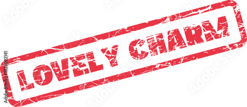 Delightful red grunge rubber stamp featuring Lovely Charm for captivating appeal and engaging personality