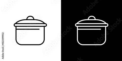 Modern flat design icon of a cooking pot with a lid, symbolizing kitchen utensils, food preparation, and home comfort in a graphic style