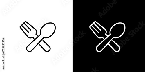 Simple Crossed Fork and Spoon Icon Illustration for Culinary, Dining, and Food Service Concepts