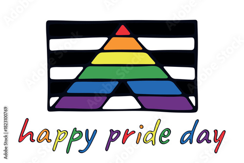 Colorful Straight ally pride flag Happy pride day LGBTQ community Pride Month Vector hand drawn doodle for posters, stickers, logo, cards