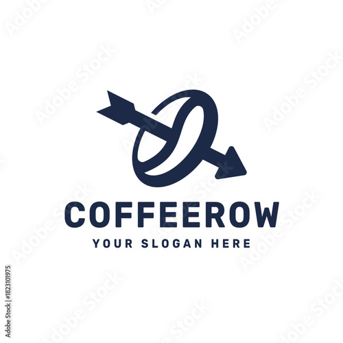 Coffee Bean with Arrow Logo Vector Design