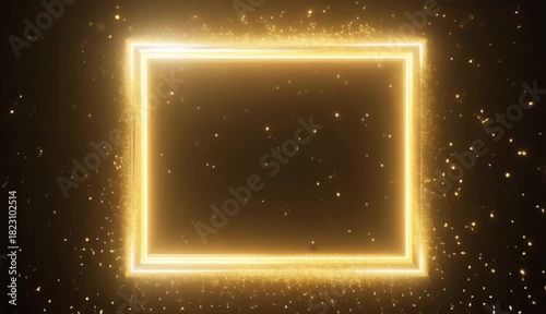 Golden glow frame intro forming from golden particles